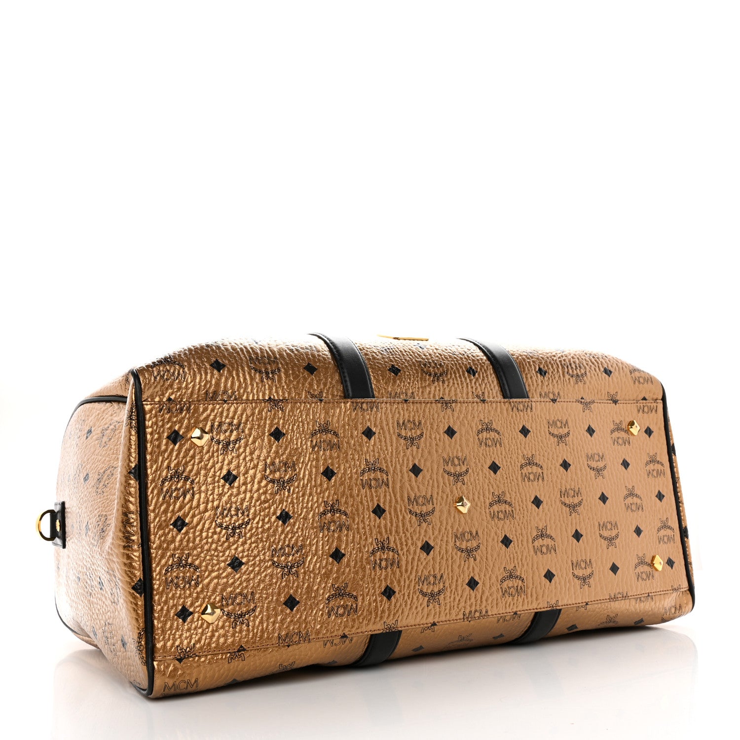 MCM Metallic Visetos Traveler Weekender Duffle Bag Gold 3 of 8
