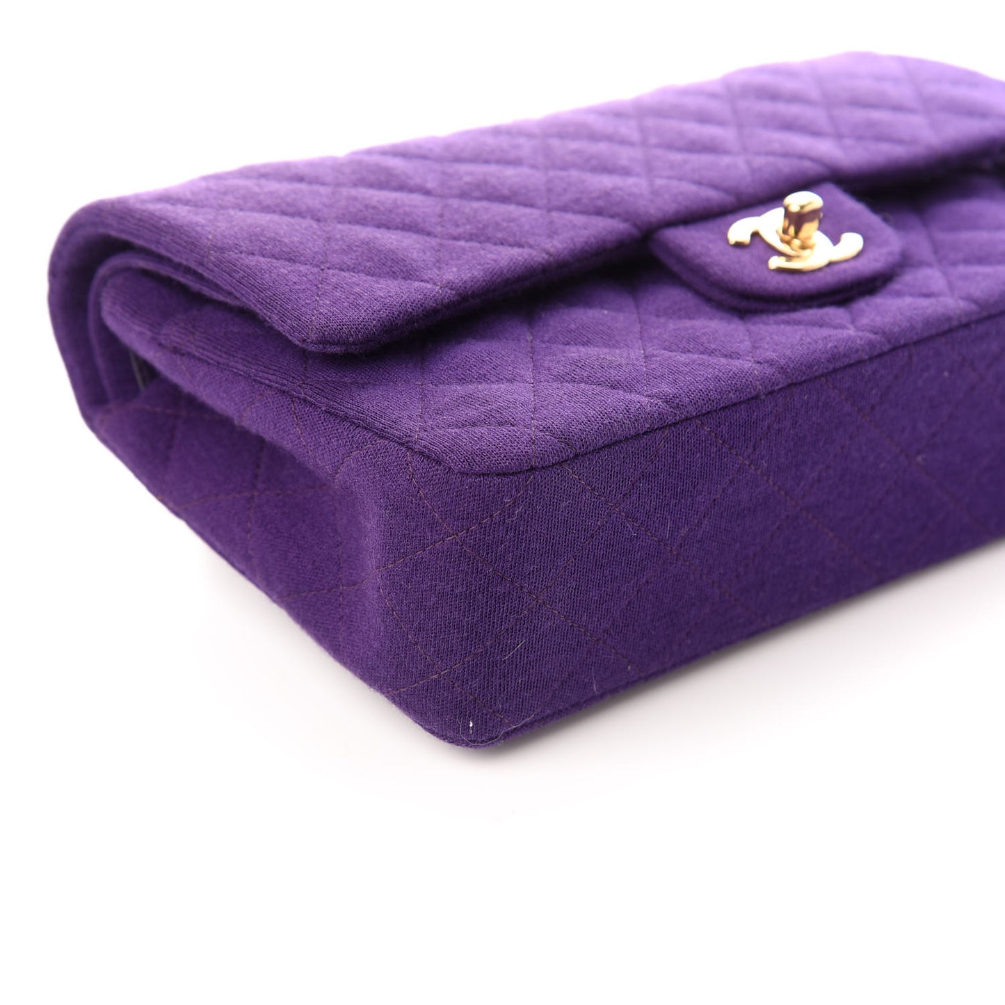 Jersey Quilted Medium Double Flap Bijoux Chain Purple