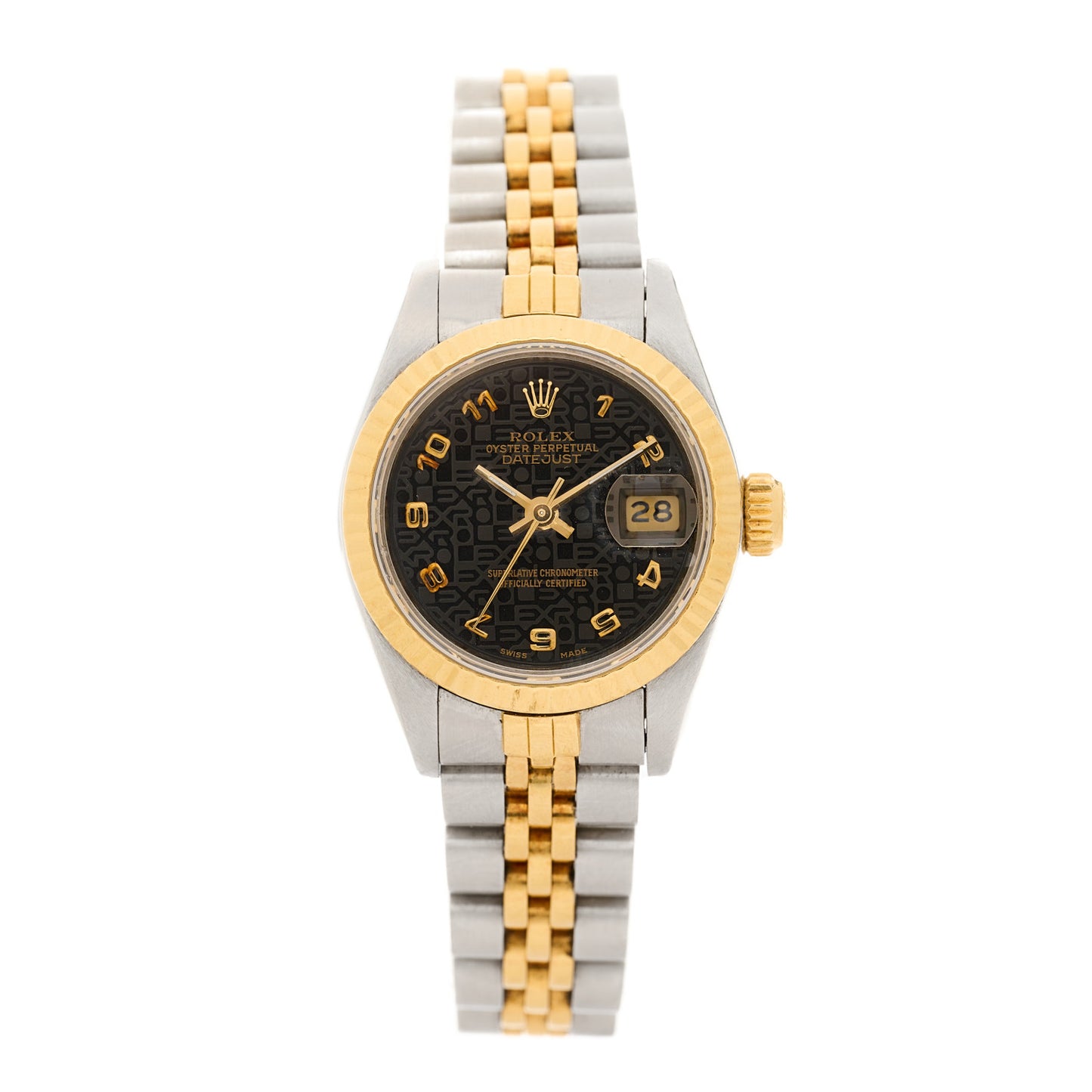 Stainless Steel 18K Yellow Gold 26mm Oyster Perpetual Datejust Watch Black Jubilee 69173