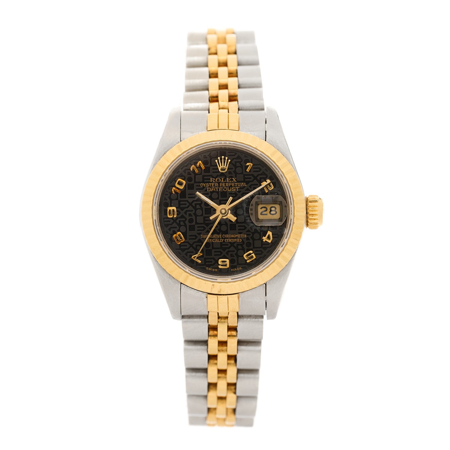 Rolex Stainless Steel 18K Yellow Gold 26mm Oyster Perpetual Datejust Watch Black Jubilee 69173 1 of 4