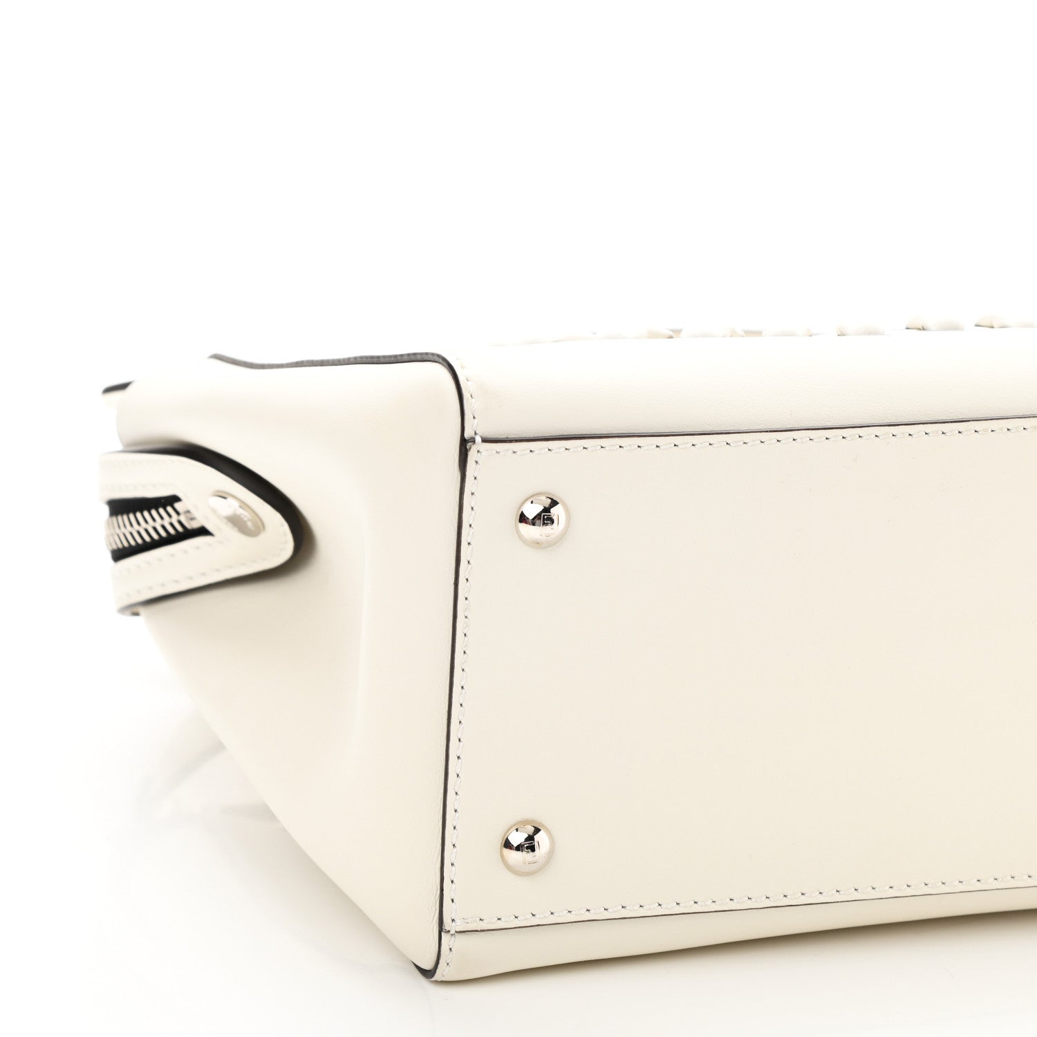 Fendi Vitello Baltico Dolce Shiny Nappa Lace Up DotCom Satchel White Parrot 11 of 13