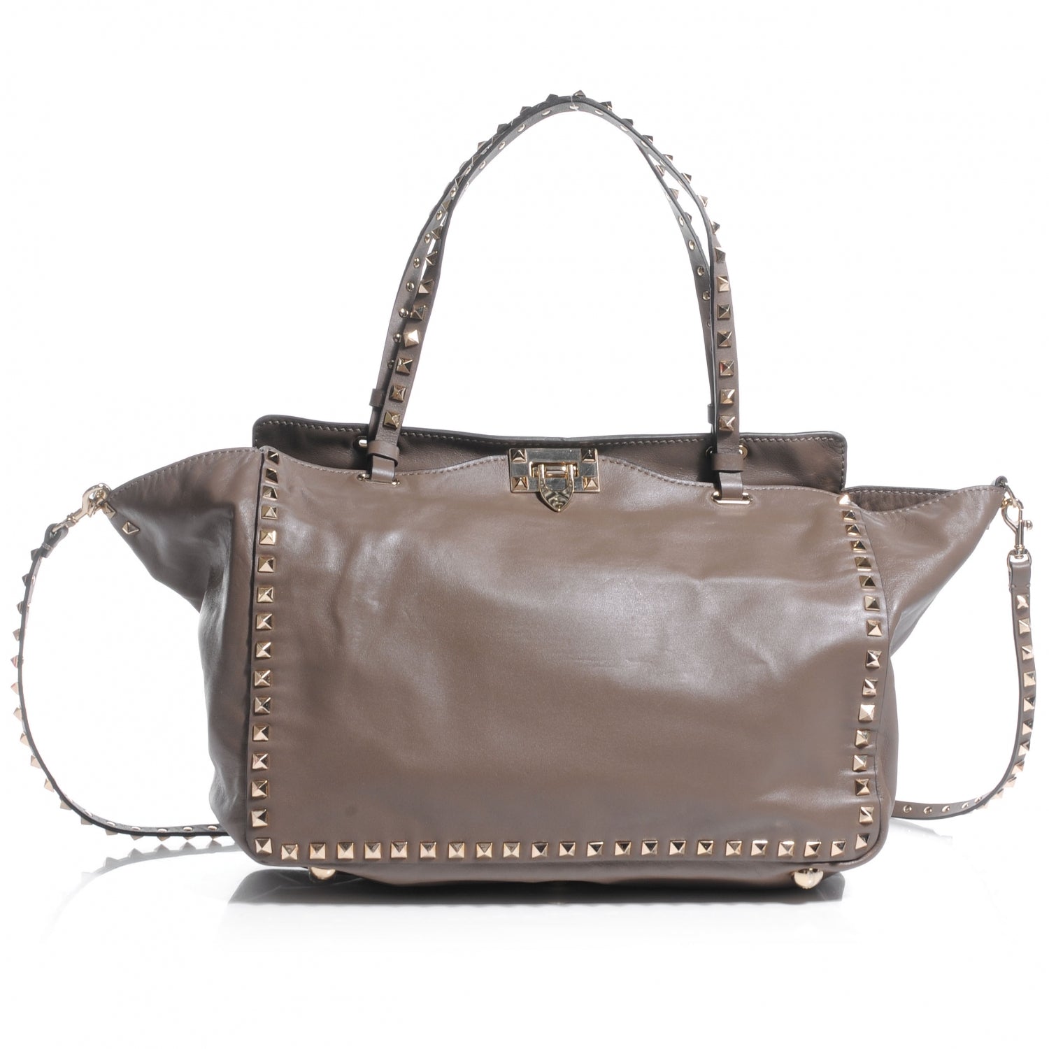 Valentino Garavani Vitello Medium Rockstud Tote Brun 1 of 8