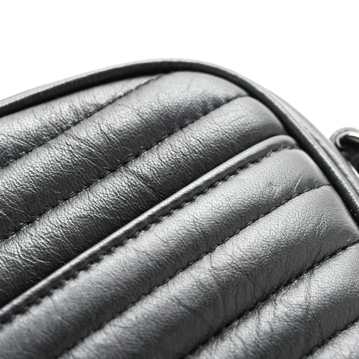 Calfskin Matelasse Monochrome Monogram Mini Lou Camera Bag Black