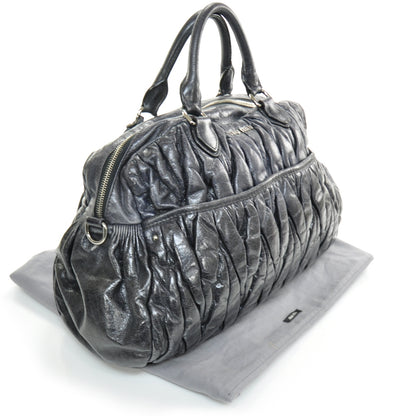 Miu Miu Leather Matelasse Coffer Tote Black 4 of 11