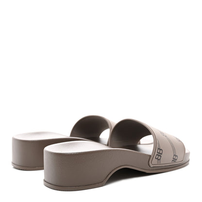 Balenciaga Rubber Allover Logo Womens Pool Wedge Slide Sandals 38 Dark Mink 4 of 8