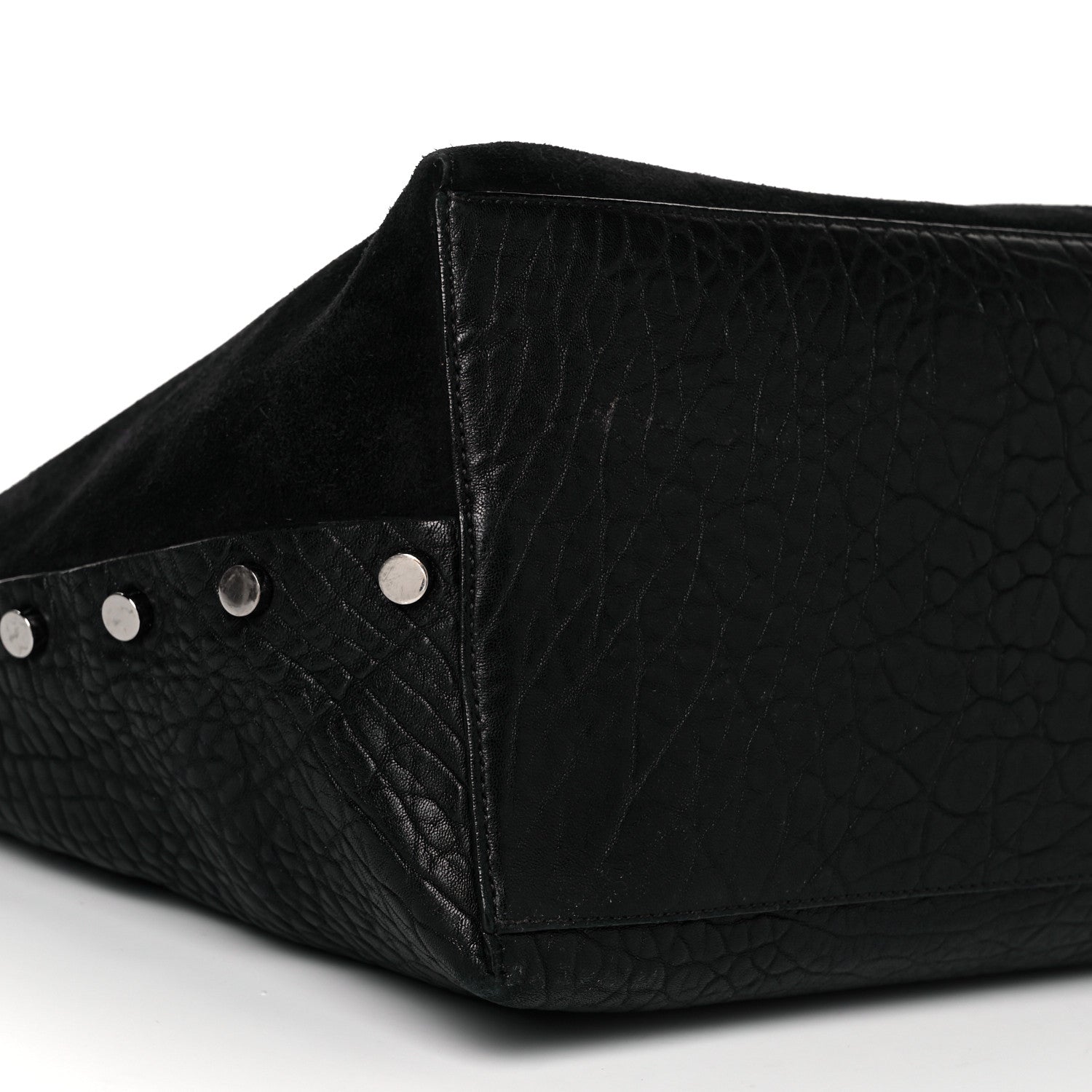 Jimmy Choo Suede Grained Calfskin Twist East West Tote Steel Black 6 of 9