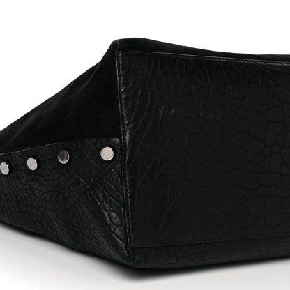 Jimmy Choo Suede Grained Calfskin Twist East West Tote Steel Black 6 of 9