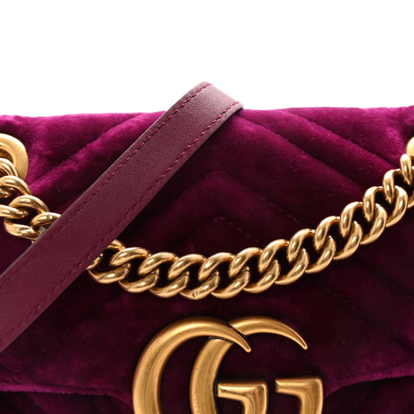 Velvet Matelasse Mini GG Marmont Shoulder Bag Fuchsia Violet Cyclamen