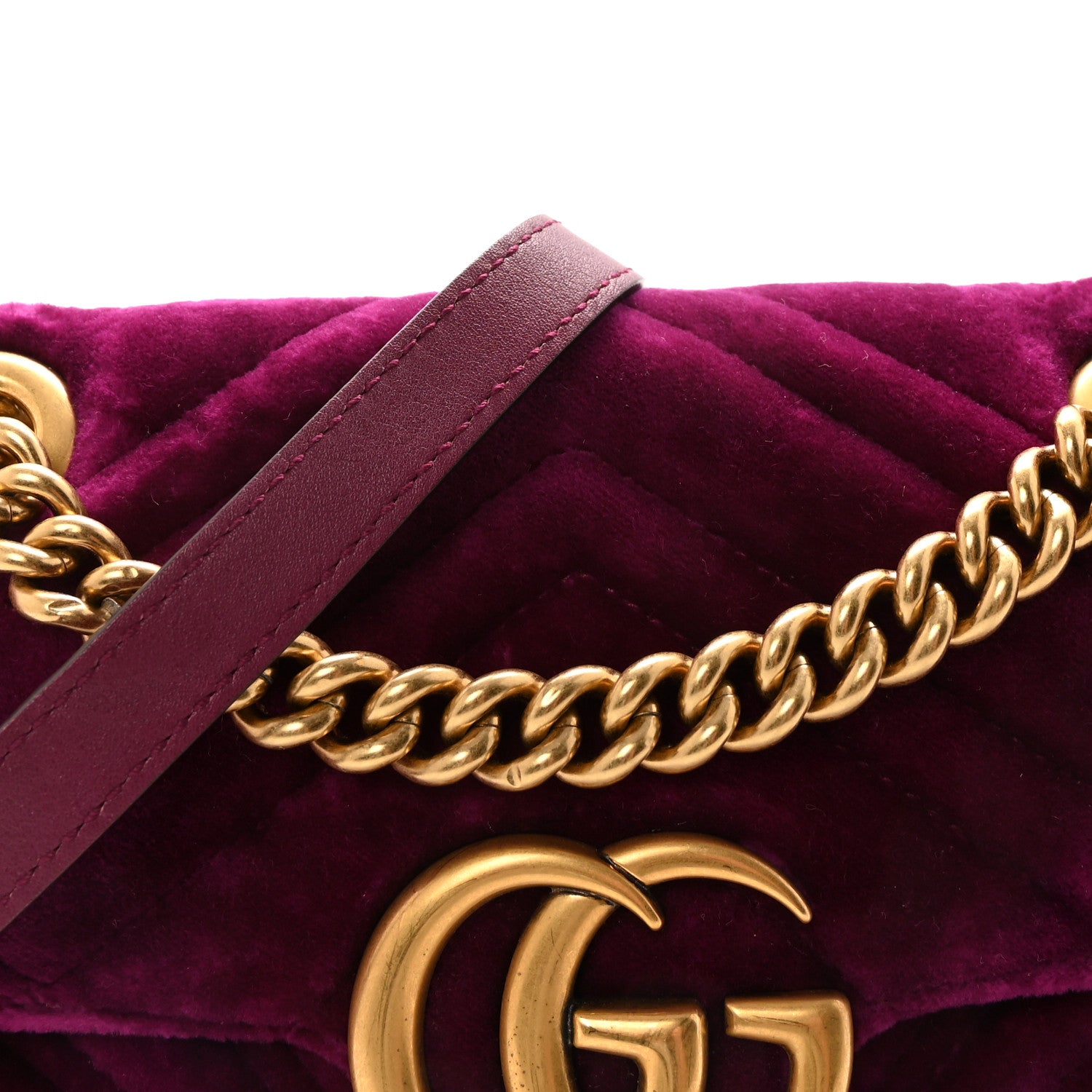 Gucci Velvet Matelasse Mini GG Marmont Shoulder Bag Fuchsia Violet Cyclamen 8 of 10