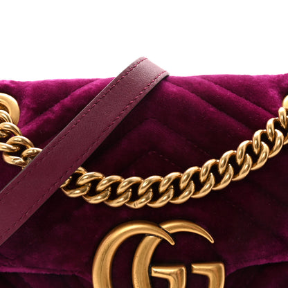 Gucci Velvet Matelasse Mini GG Marmont Shoulder Bag Fuchsia Violet Cyclamen 8 of 10
