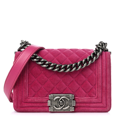 Chanel Velvet Quilted Small Boy Flap Pink 1 of 20