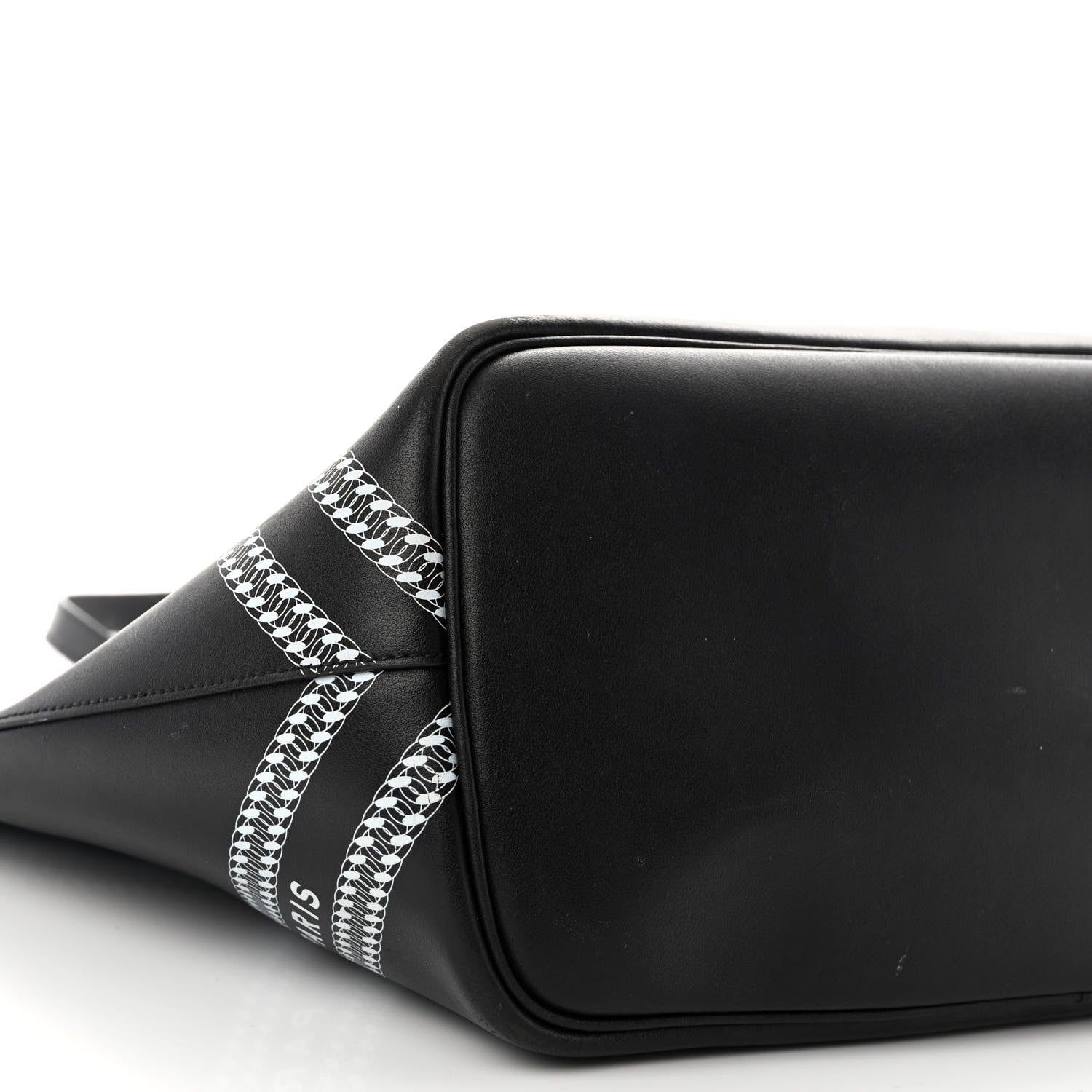 Givenchy Smooth Calfskin Logo Chain Wing Shopper Tote Black White 9 of 14