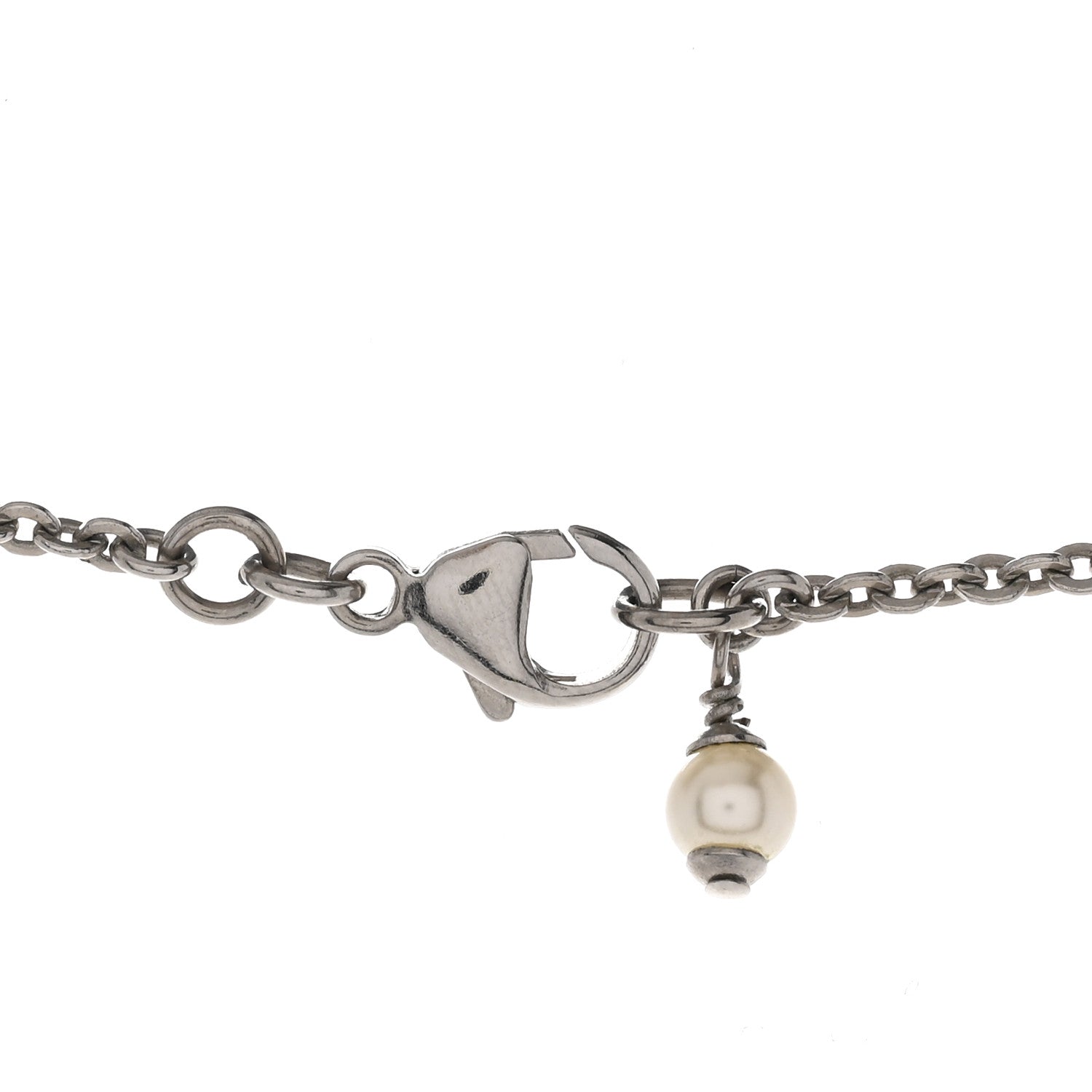 Chanel Crystal Pearl CC Pendant Necklace Silver 5 of 7
