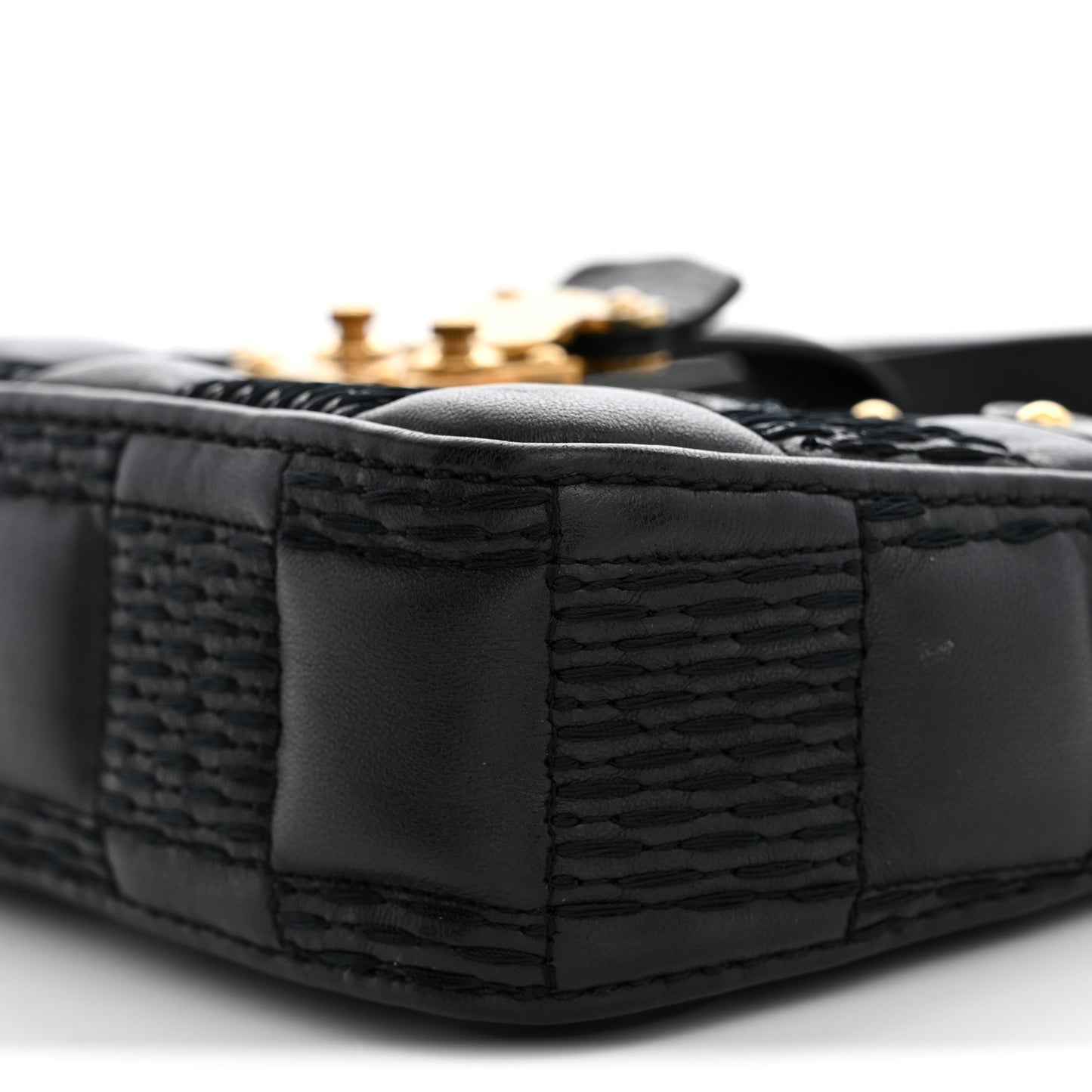 Lambskin Damier Quilt Troca PM Black