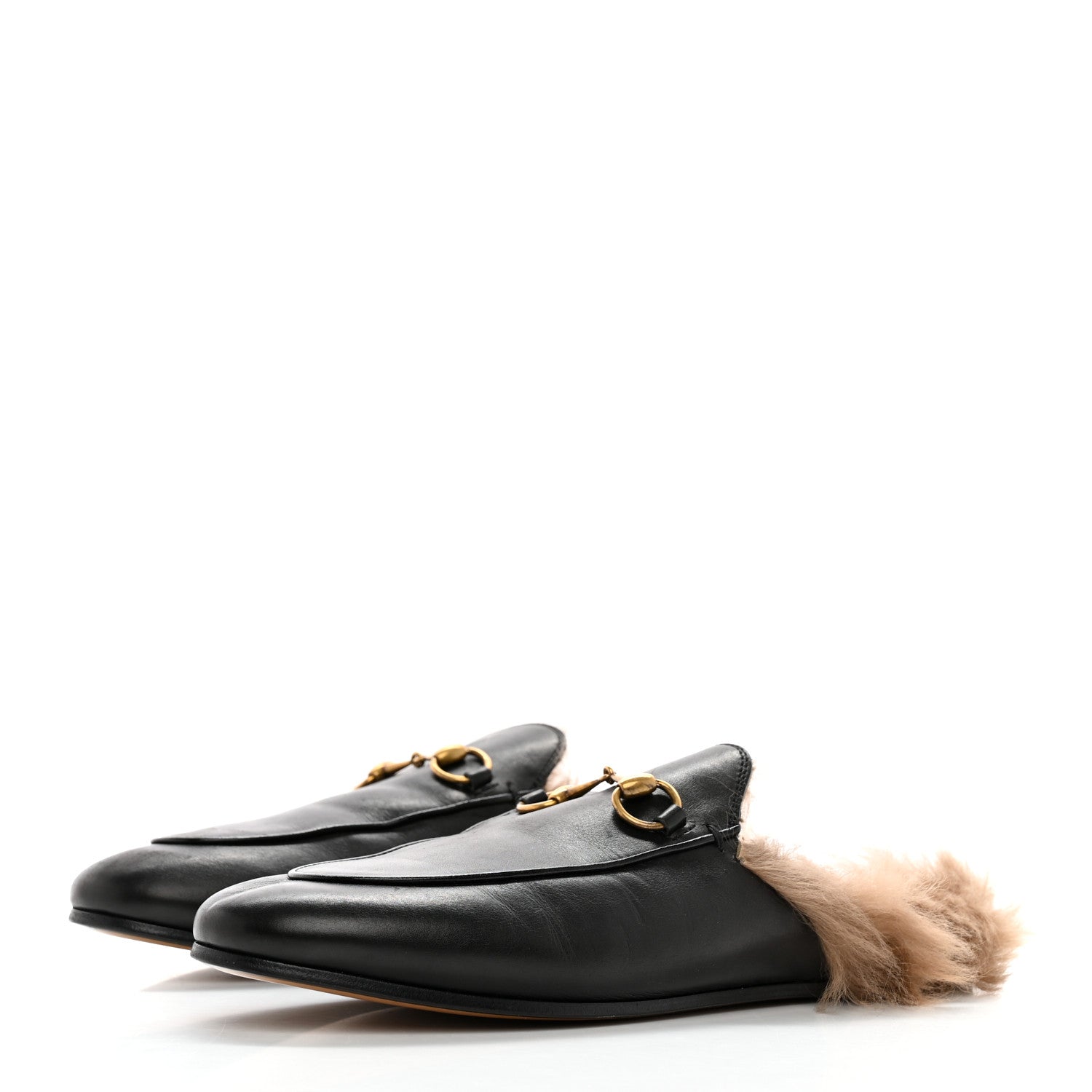 Gucci Calfskin Fur Womens Princetown Slippers 38 Black 3 of 11