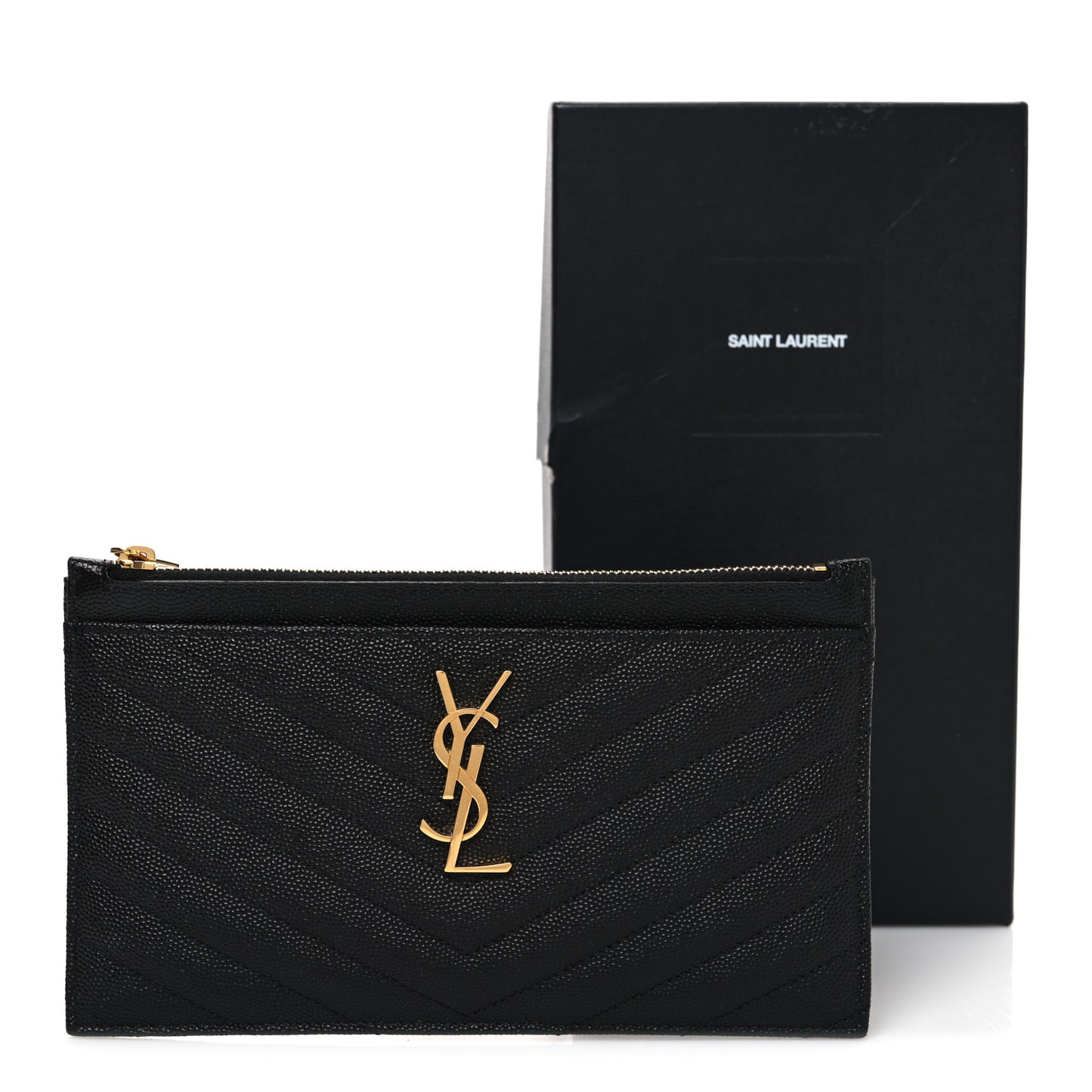 Grain De Poudre Chevron Monogram Bill Pouch Black
