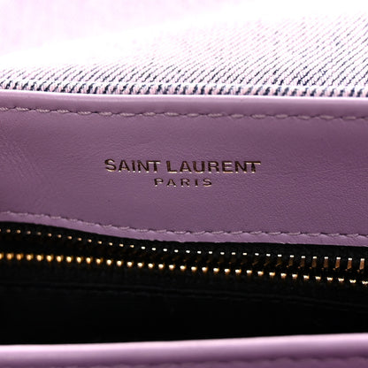Saint Laurent Denim Y Quilted Monogram Toy Loulou Crossbody Bag Bleached Lilac 7 of 10