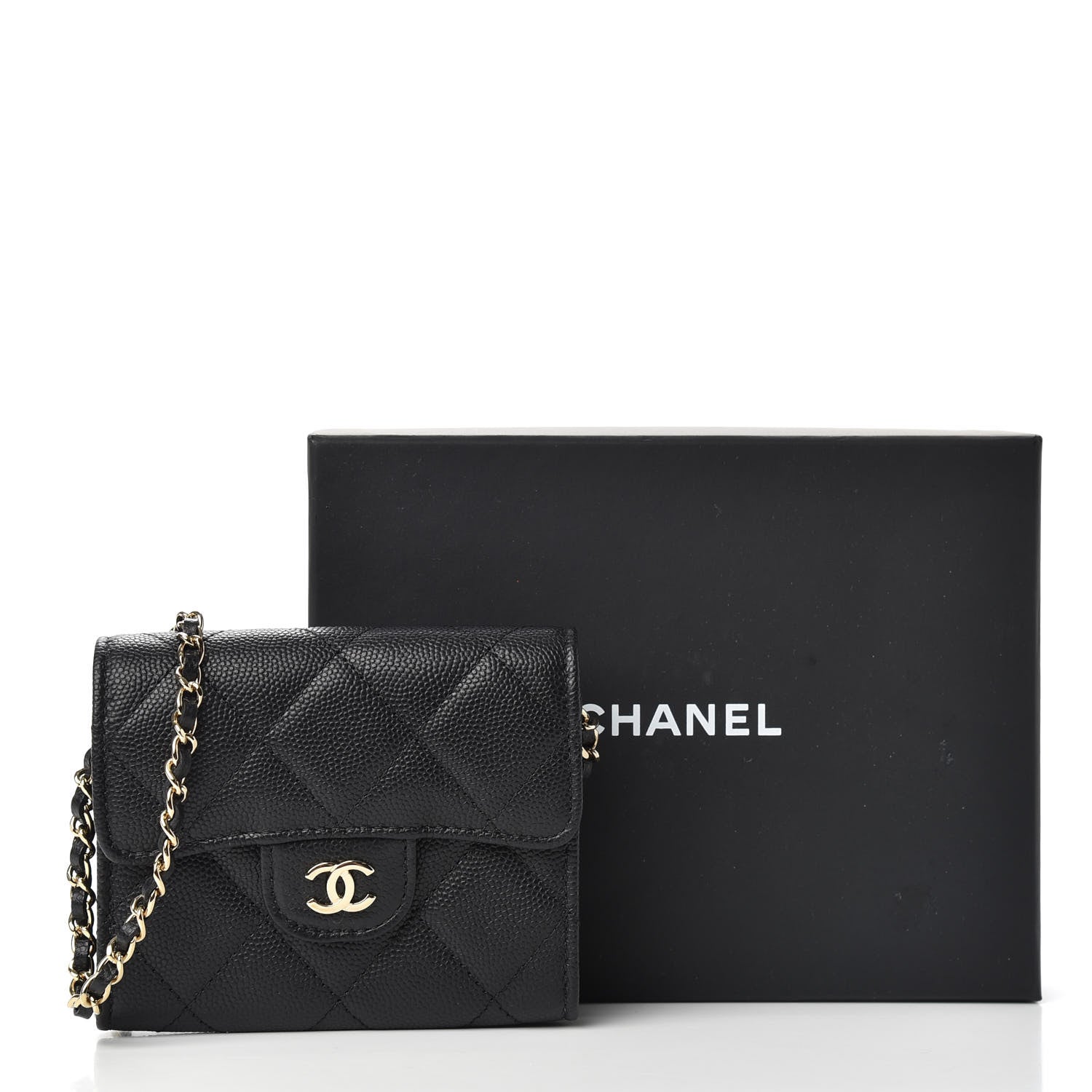 Chanel Caviar Quilted Flap Card Holder On Chain Black 9 of 9