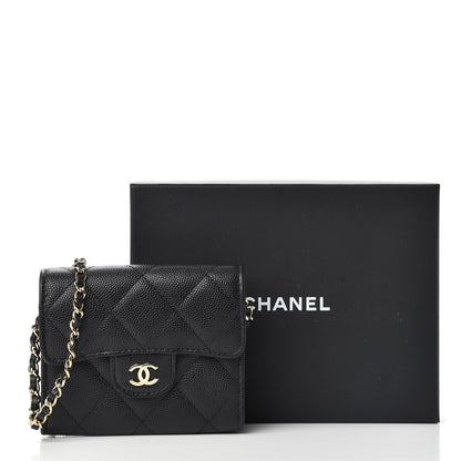 Chanel Caviar Quilted Flap Card Holder On Chain Black 9 of 9