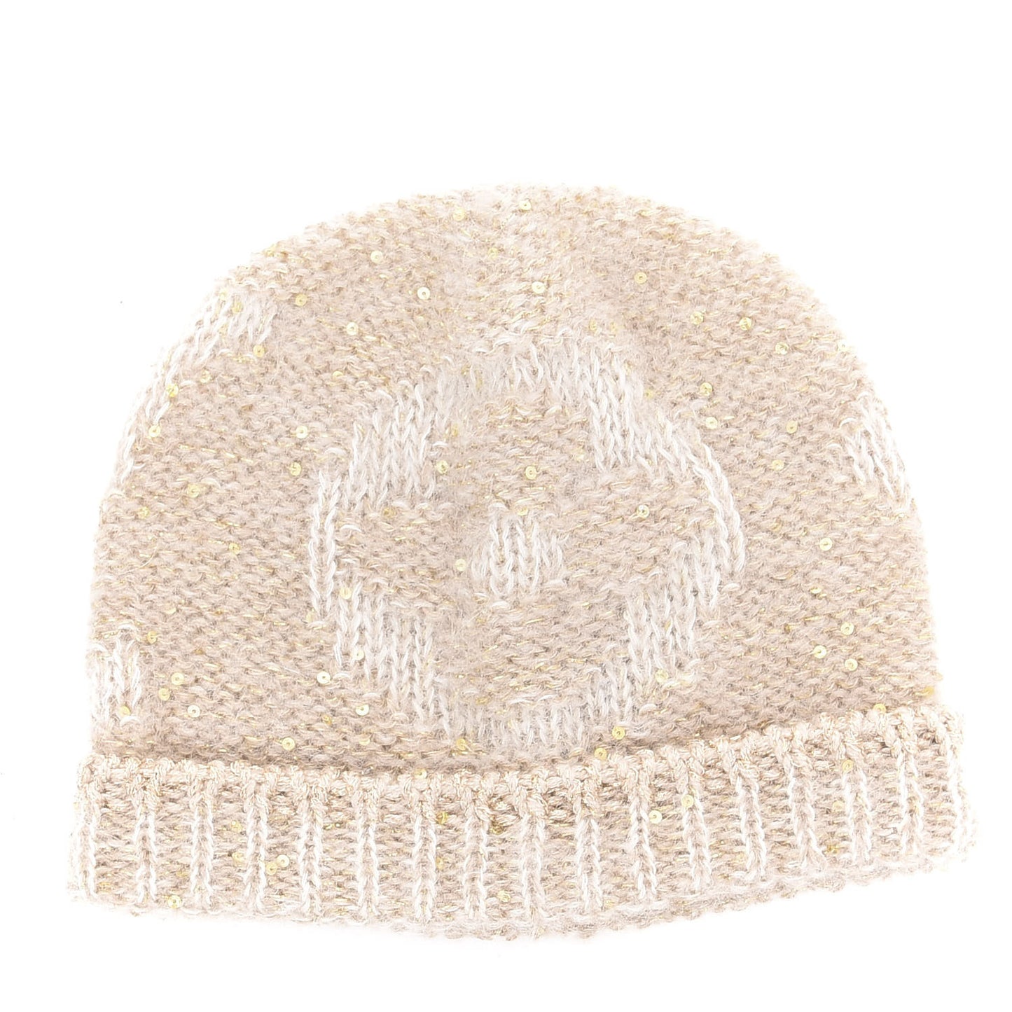 Monogram Glitter Sunset Beanie Hat Beige
