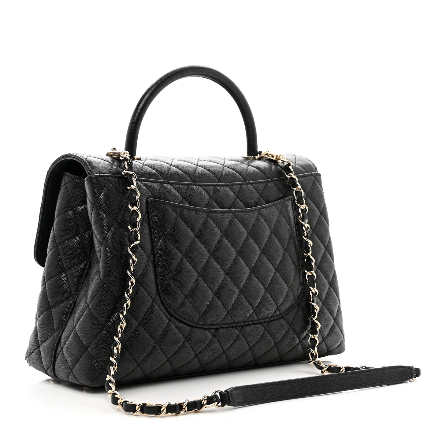 Caviar Quilted Medium Coco Handle Flap Black