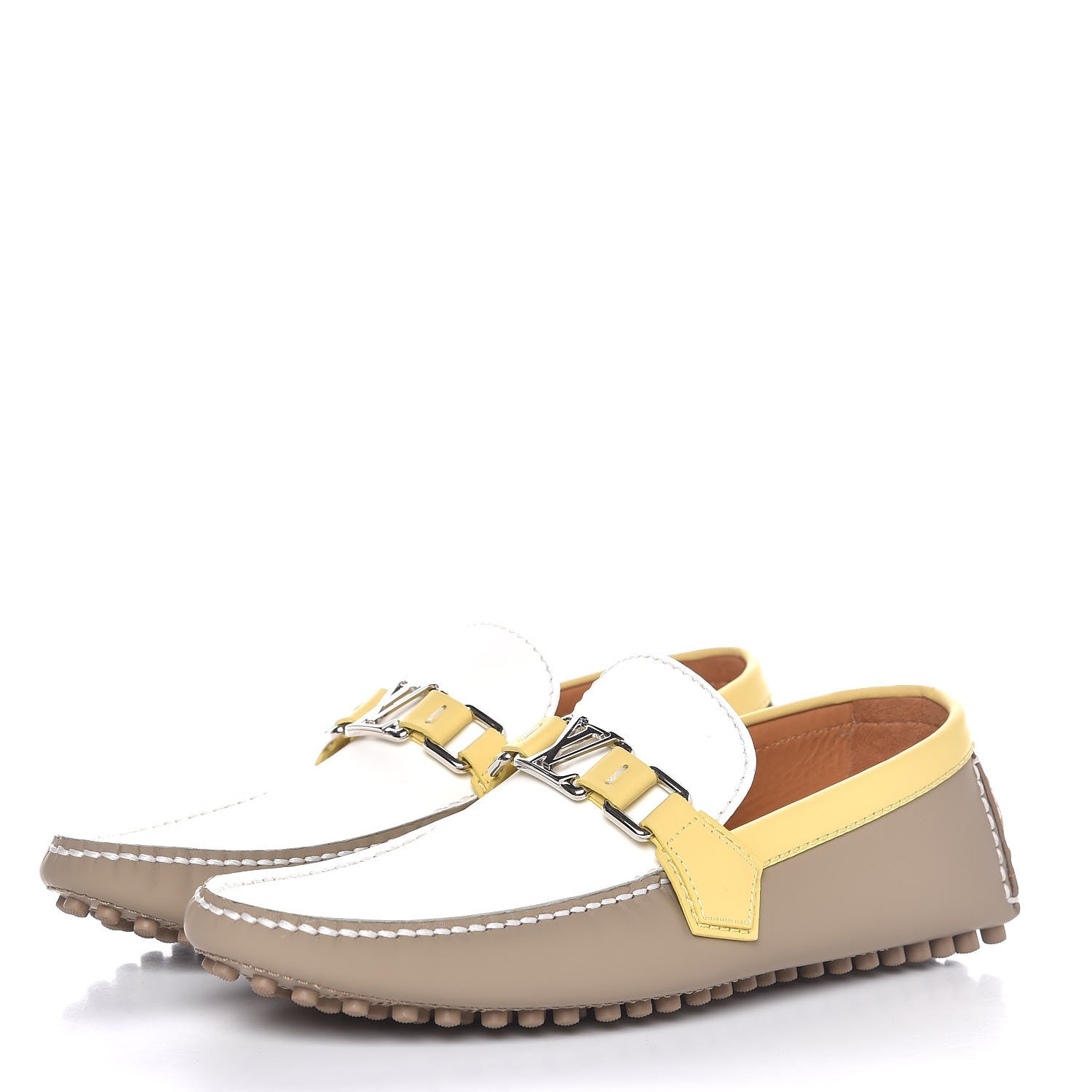 Louis Vuitton Rubber Mens Hockenheim Mocassins 6 Beige Yellow 3 of 9