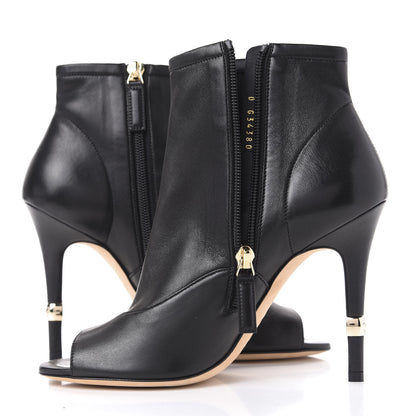 Chanel Lambskin Peep Toe Short Ankle Boots 38 Black 10 of 11