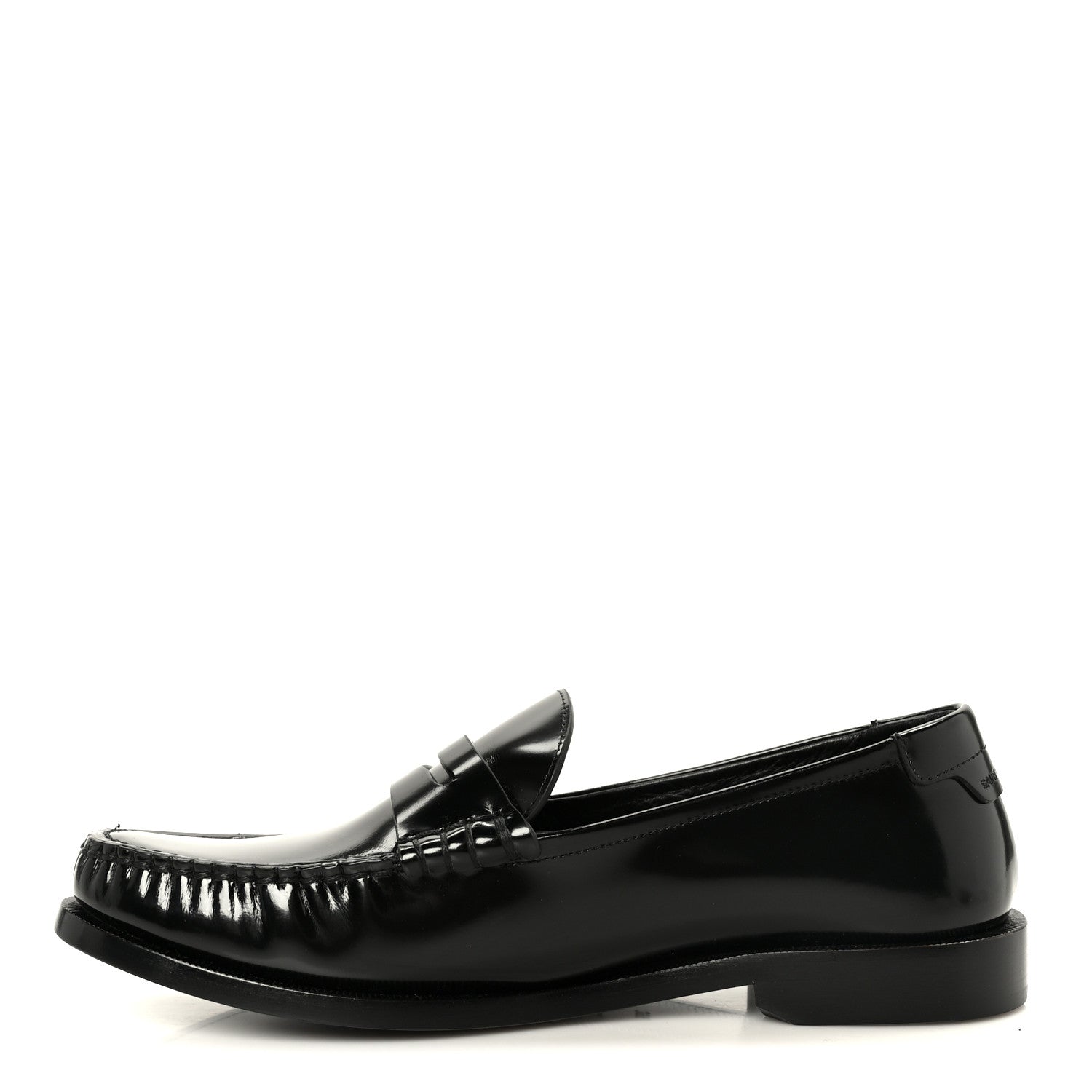 Saint Laurent Glazed Calfskin Le Loafer 15 Penny Slippers 39.5 Black 1 of 10