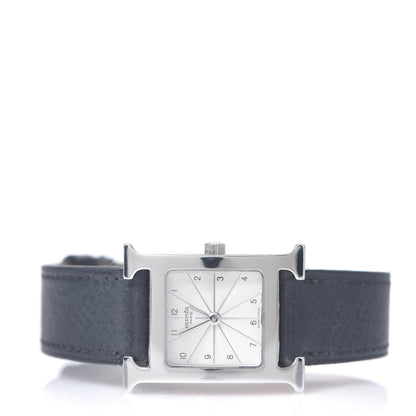 Hermes Stainless Steel Courchevel 21mm Heure H Hour Quartz Watch Noir 2 of 8
