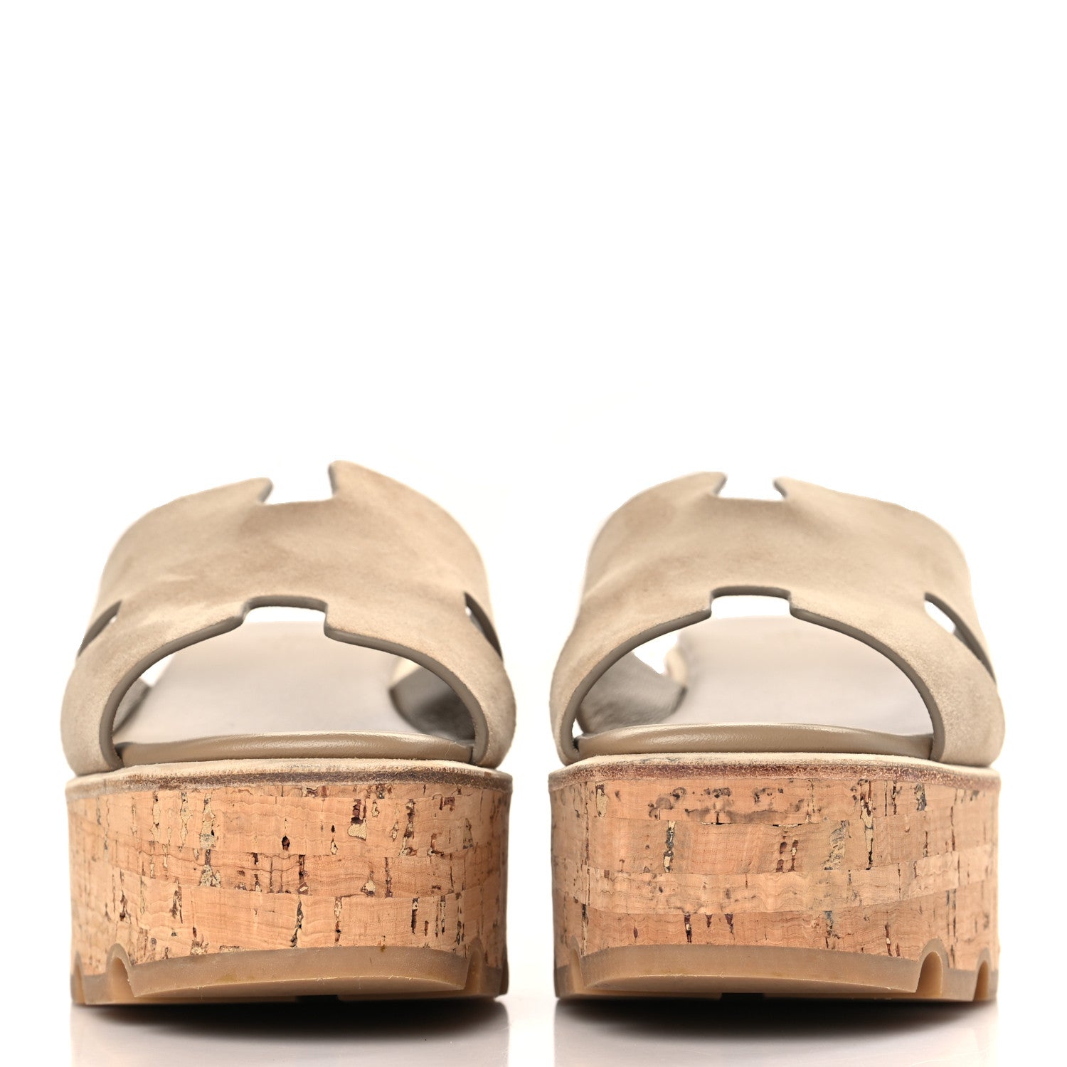 Hermes Suede Goatskin Cork Eze 30 Sandals 36 Beige Argile 2 of 9