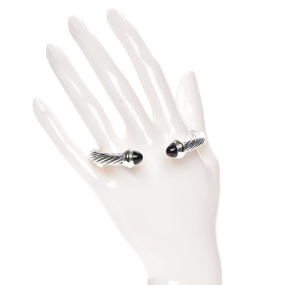 David Yurman Sterling Silver 14K Yellow Gold Black Onyx 7mm Cable Classics Bracelet 2 of 5