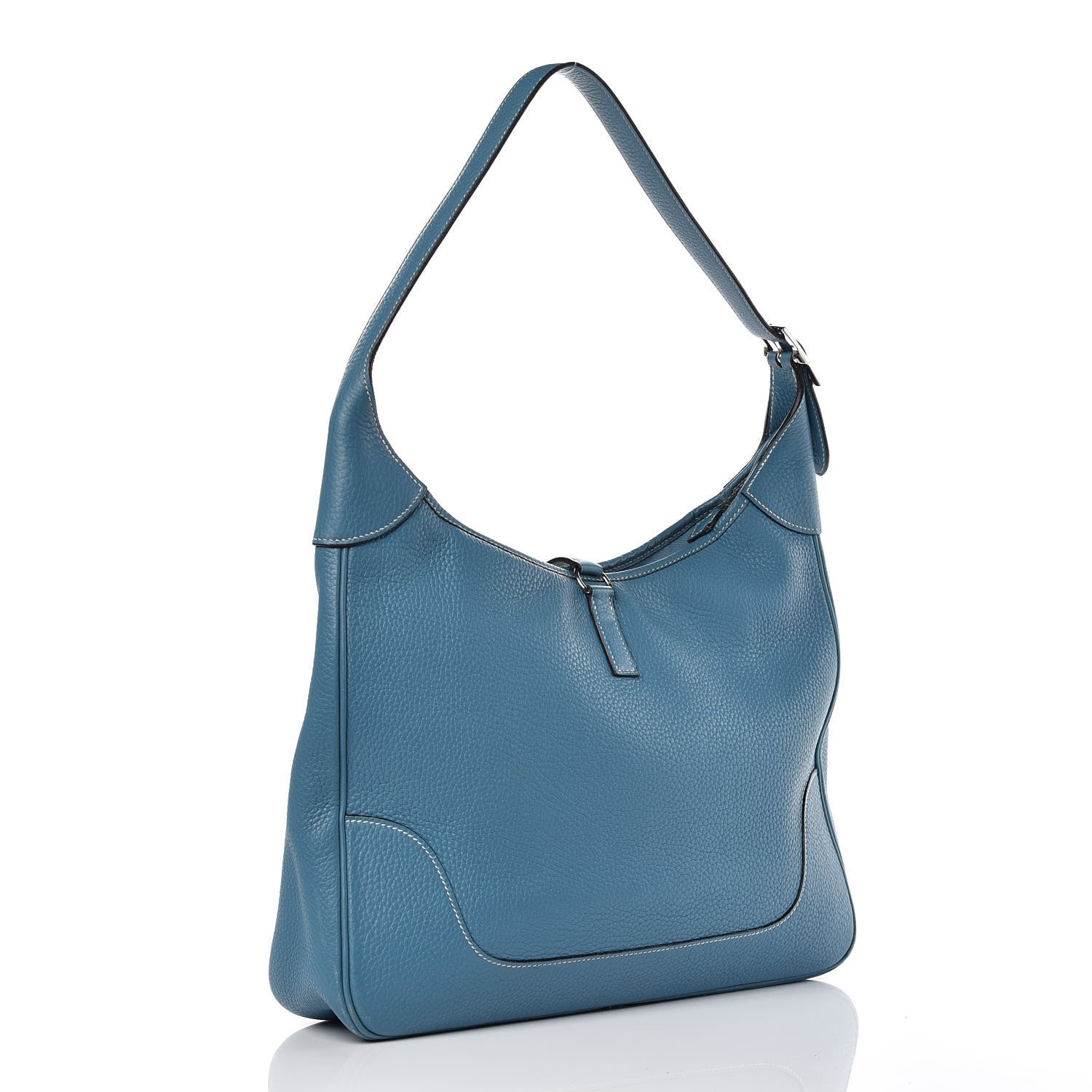 Hermes Taurillon Clemence Trim II 35 Shoulder Bag Blue Jean 3 of 15