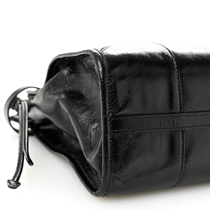 Prada Glossy Calfskin Triangle Large Bonnie Shoulder Bag Black 16 of 19