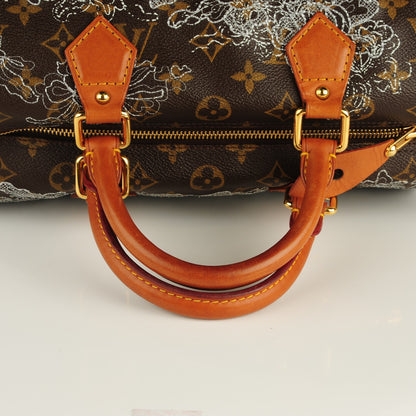 Louis Vuitton Monogram Dentelle Speedy 30 Silver 6 of 8