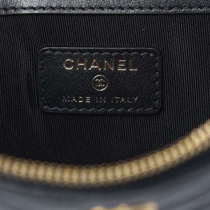 Chanel Crumpled Calfskin Chevron Quilted Medium Cosmetic Case Black 6 of 8