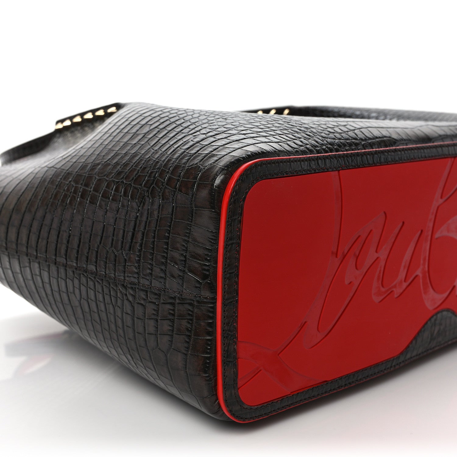 Christian Louboutin Calfskin Crocodile Embossed Spikes Large Cabarock Espresso 7 of 8