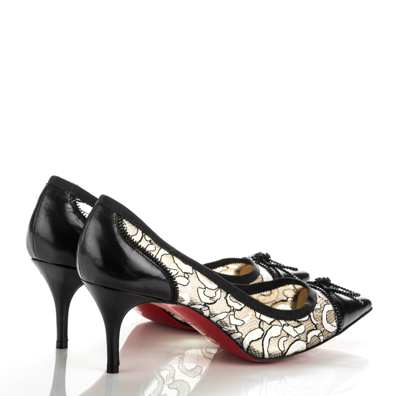 Christian Louboutin Lace Souris 70 Pumps 38.5 Black White 4 of 7