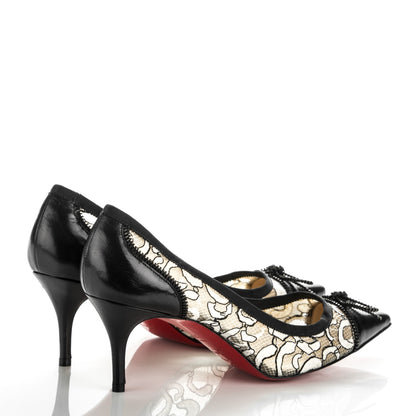 Christian Louboutin Lace Souris 70 Pumps 38.5 Black White 4 of 7