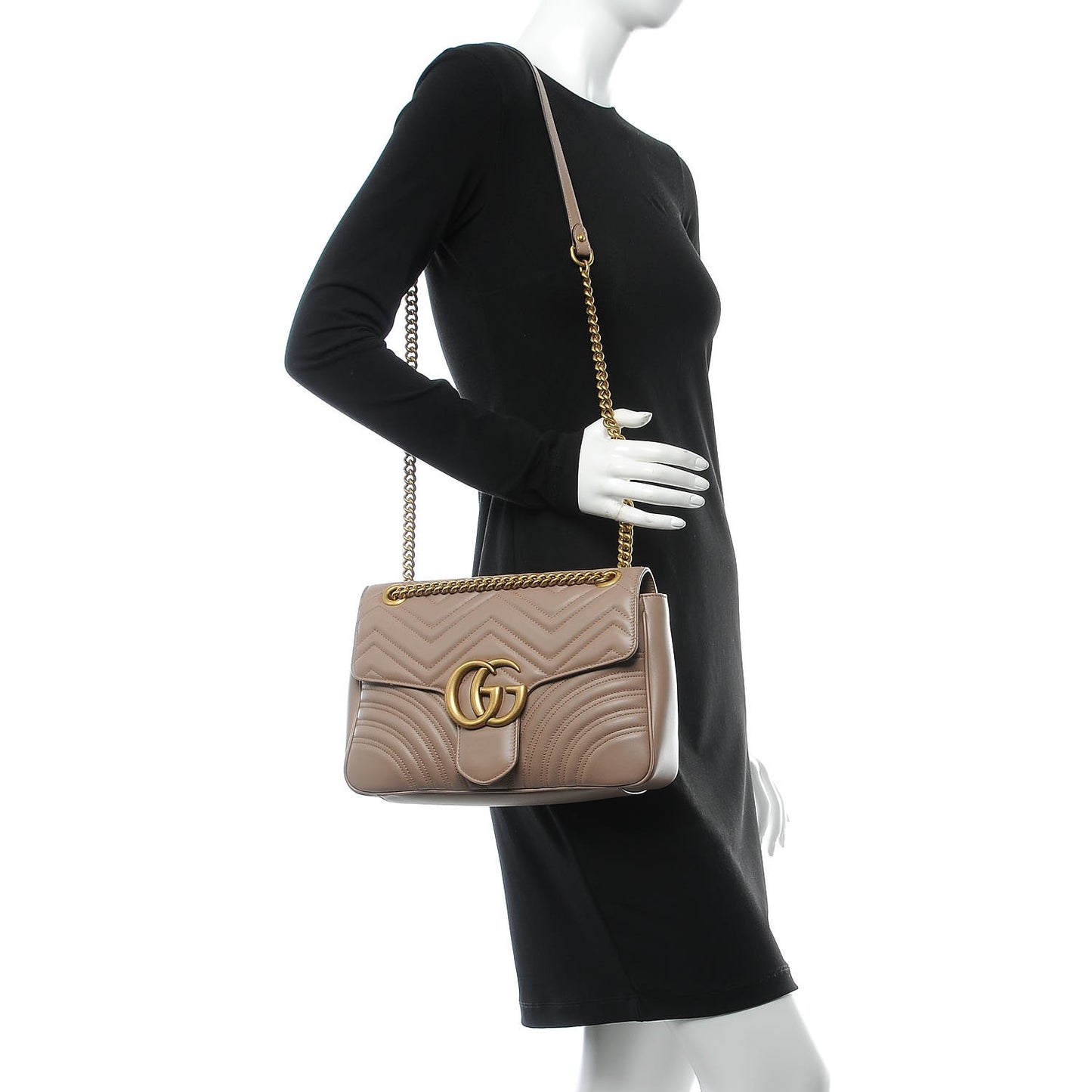 Calfskin Matelasse Medium GG Marmont Shoulder Bag Porcelain Rose