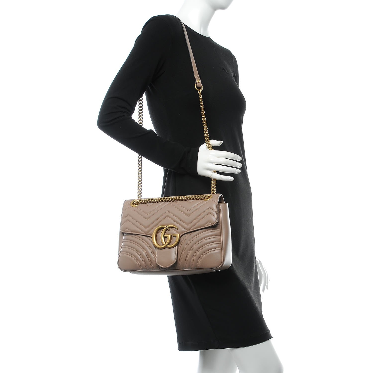 Gucci Calfskin Matelasse Medium GG Marmont Shoulder Bag Porcelain Rose 2 of 9
