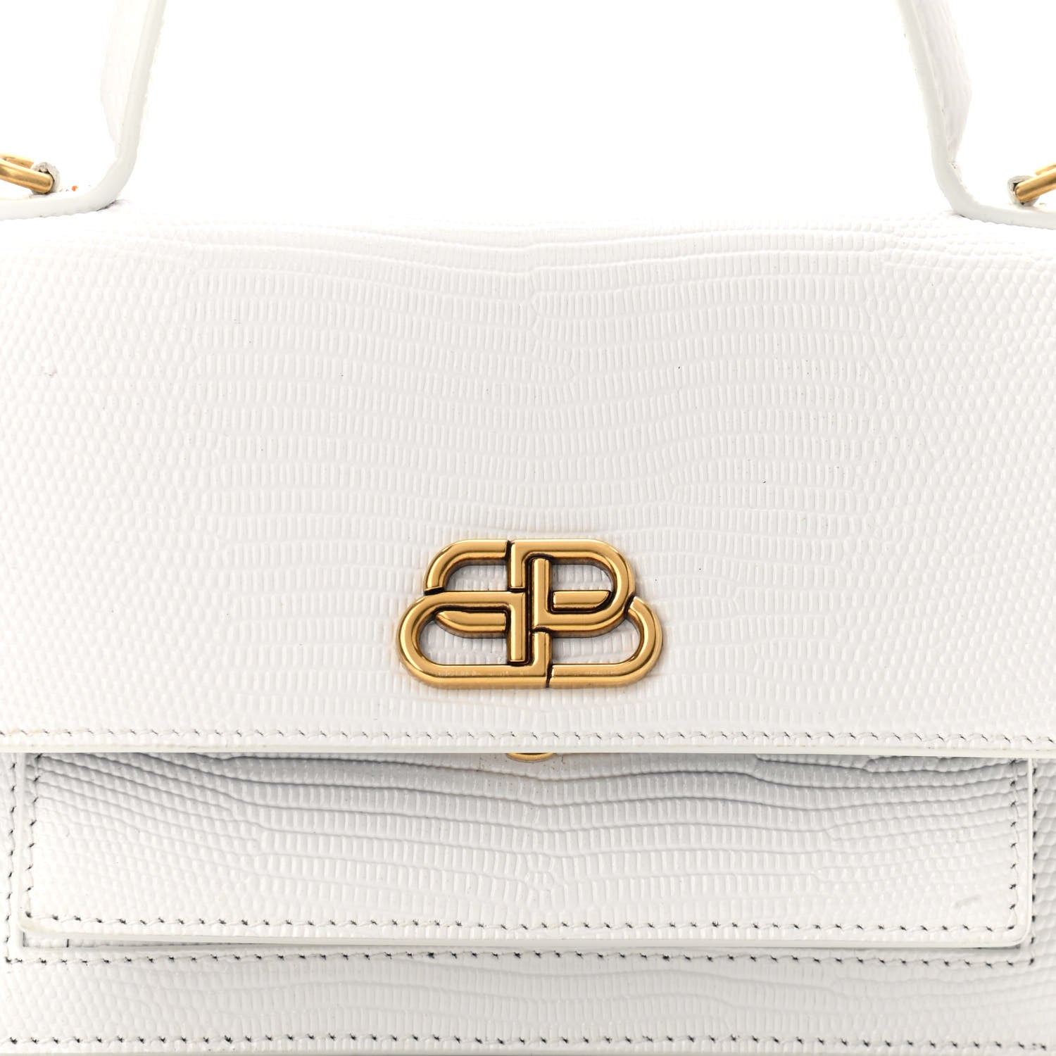 Balenciaga Patent Calfskin Lizard Embossed XS Sharp Top Handle Bag White 7 of 11