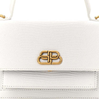 Balenciaga Patent Calfskin Lizard Embossed XS Sharp Top Handle Bag White 7 of 11