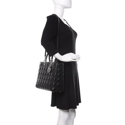 Christian Dior Lambskin Cannage Large Lady Dior Black 2 of 11