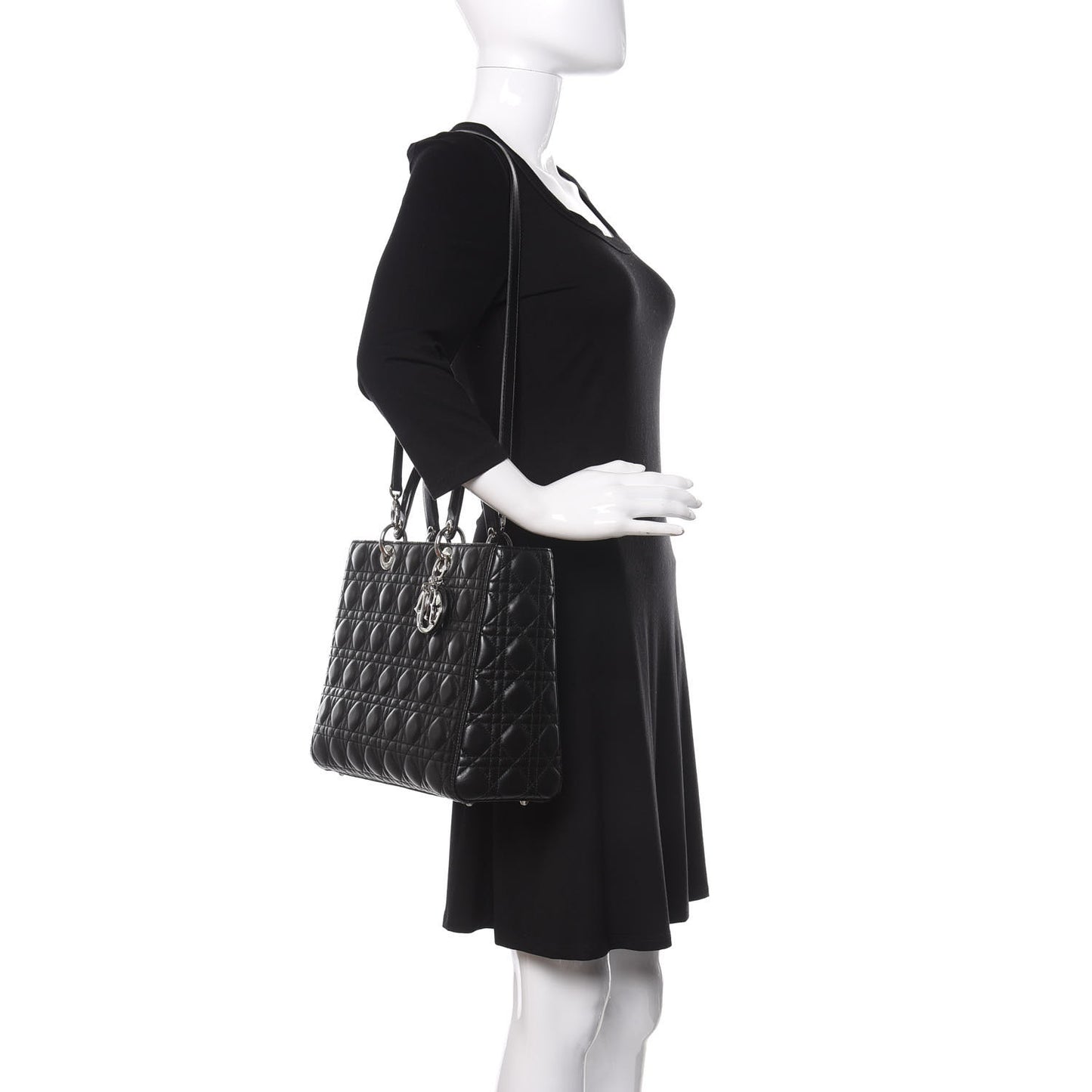 Lambskin Cannage Large Lady Dior Black
