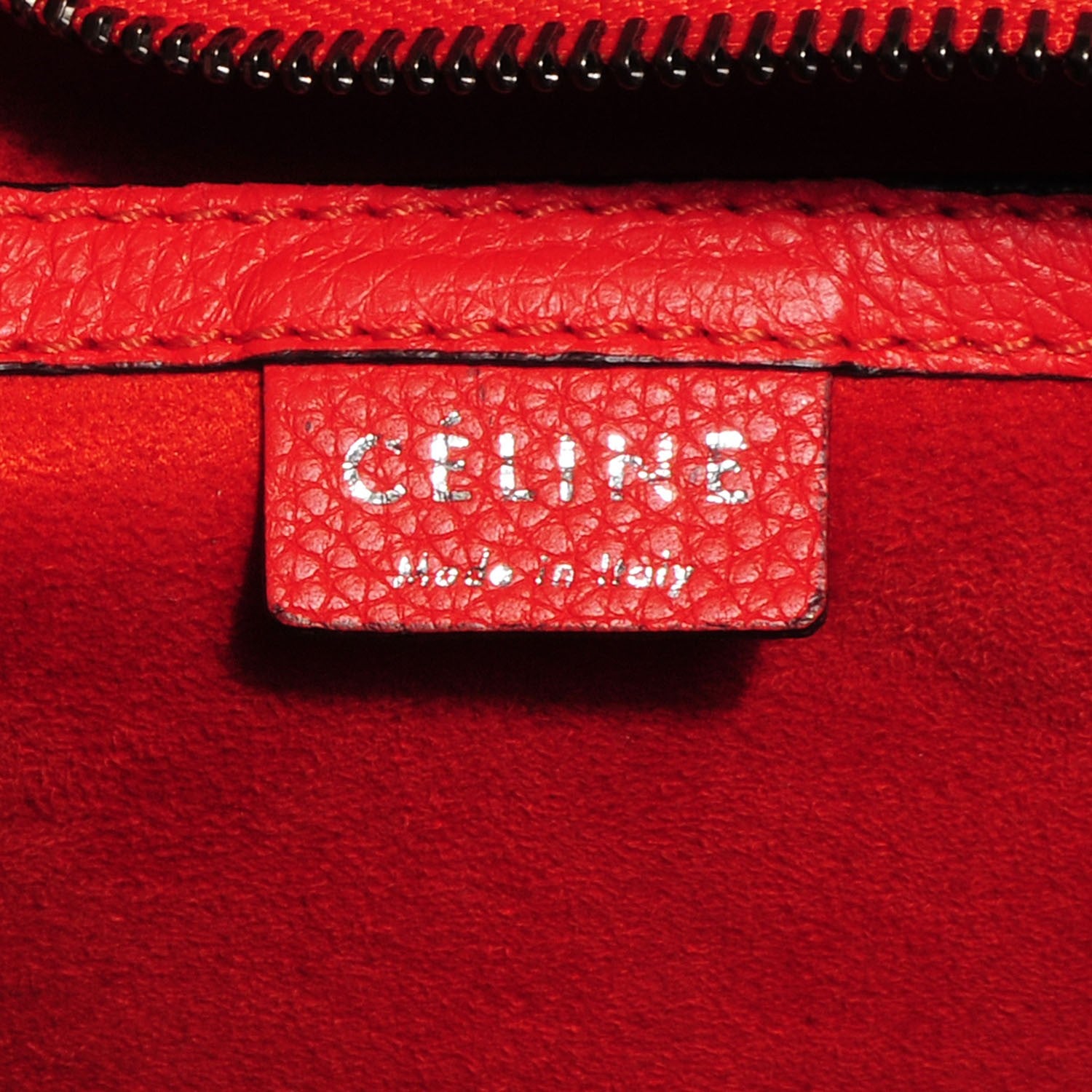 Celine Drummed Calfskin Nano Luggage Vermillion 5 of 8