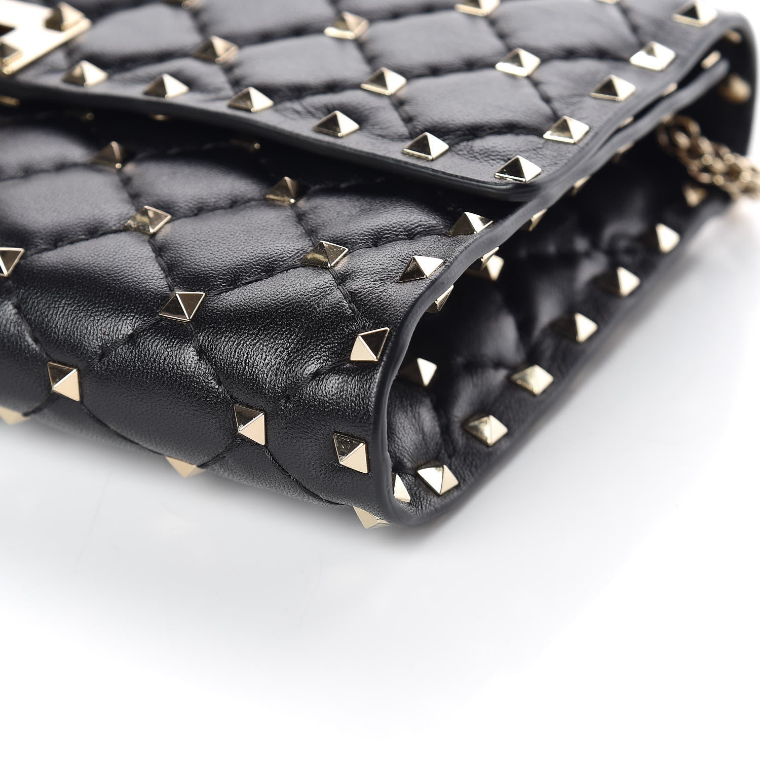 Valentino Garavani Lambskin Rockstud Spike Wallet on Chain Black 10 of 10