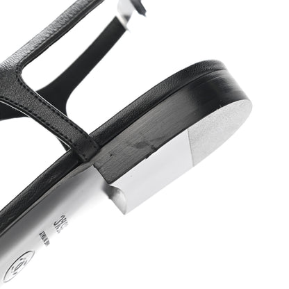 Chanel Calfskin Pearl Crystal CC Charm Thong Sandals 35.5 Black 9 of 11