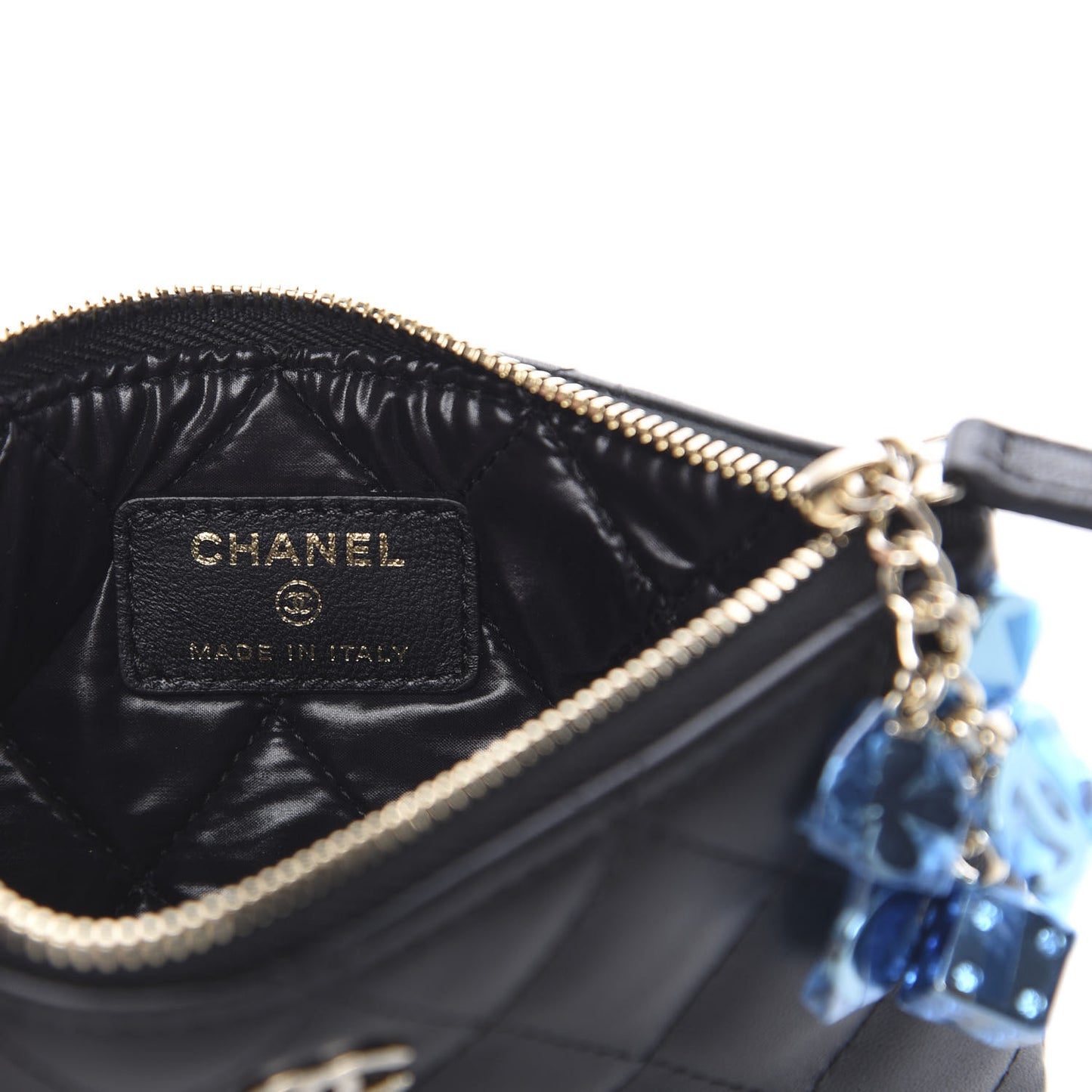 Lambskin Quilted Small Casino Cosmetic Case Black