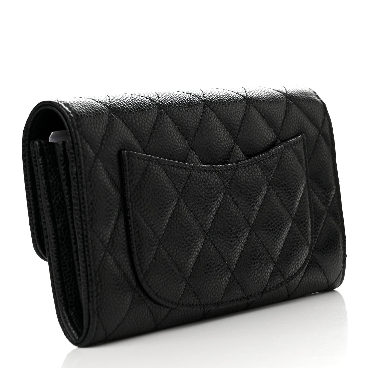 Chanel Caviar Quilted Large Gusset Flap Wallet Black 1 of 7