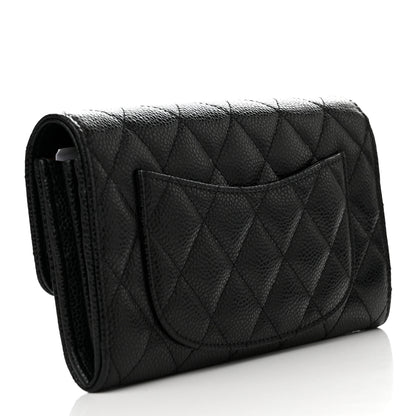 Chanel Caviar Quilted Large Gusset Flap Wallet Black 1 of 7